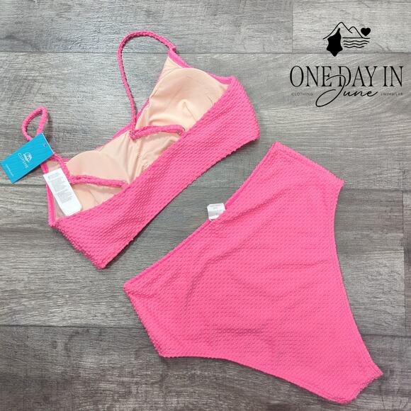 Cupshe High Waist Crop Textured Bikini Swimsuit Size S - Picture 4 of 5